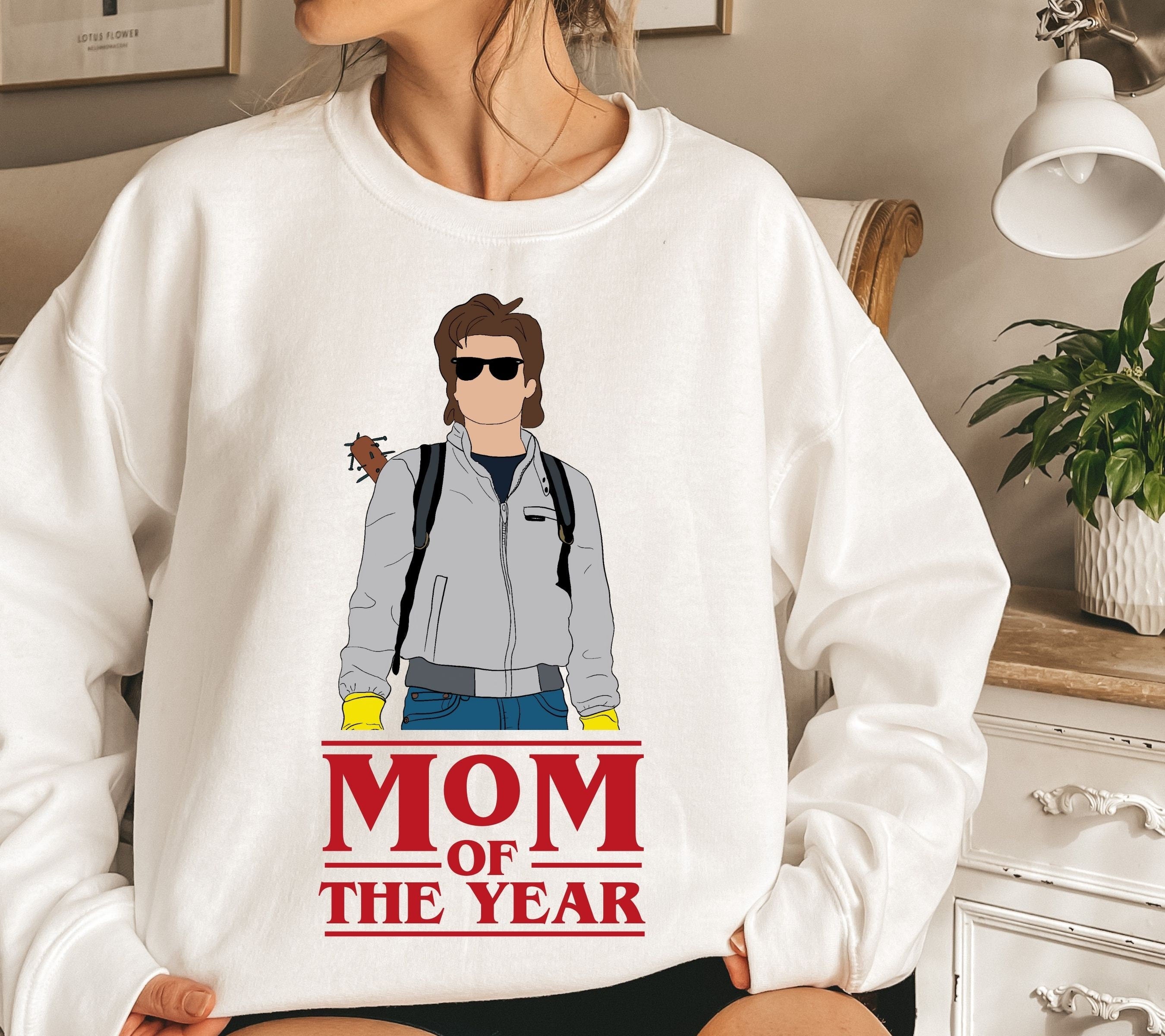 Steve Harrington Mom of the Year Sweatshirt - Cozy Gildan 18000 Crewneck for Women, Perfect Gift, Trendy Printify Choice for Fans