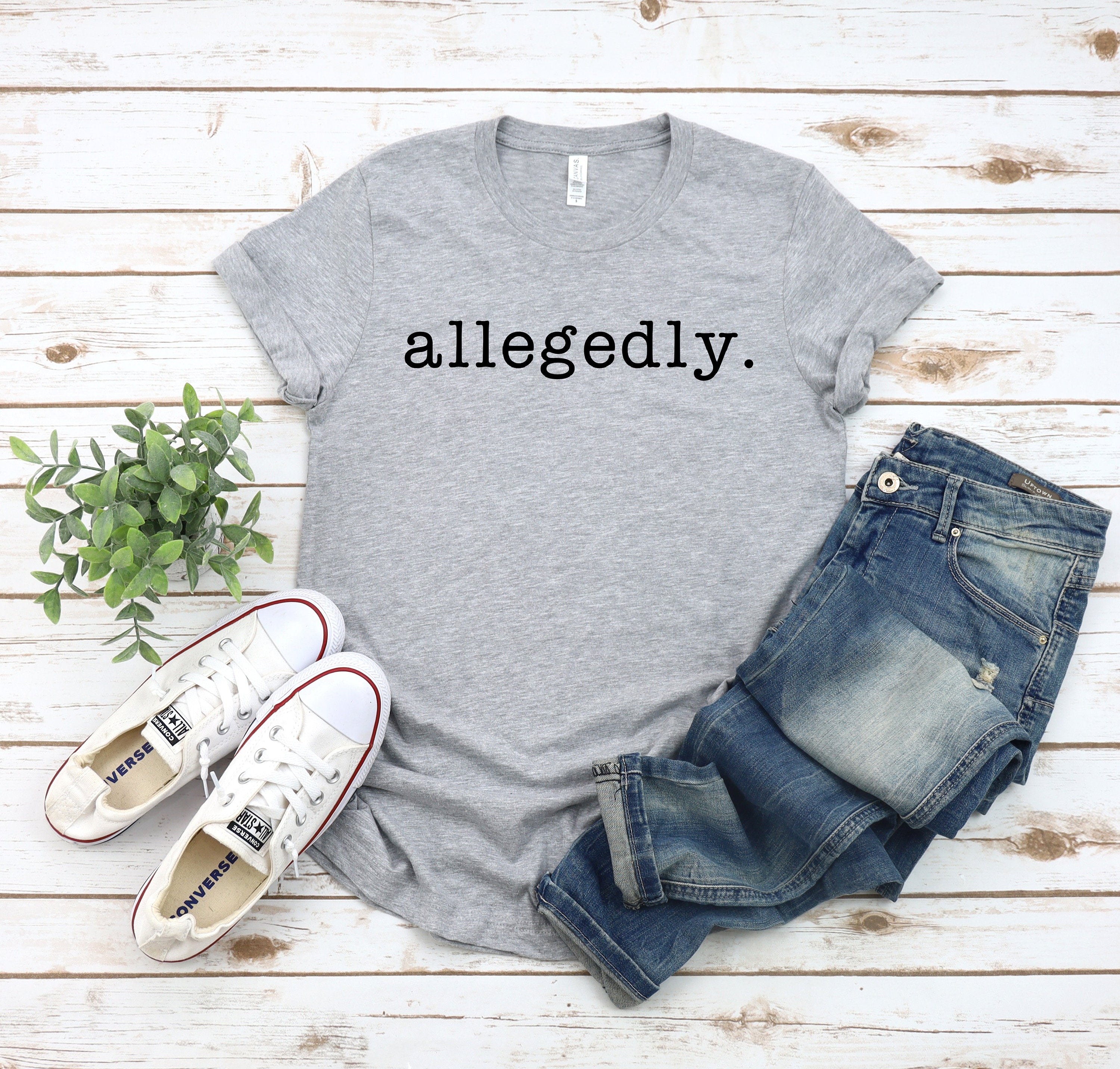 Allegedly T-Shirt, Gildan 5000 Unisex Heavy Cotton Tee, Funny Lawyer Gift for Law Students, Printify Choice, Perfect for Attorneys