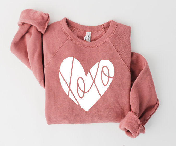 Gildan 18000 XOXO Heart Sweatshirt - Cozy Valentine's Gift for Women - Printify Choice Love Outfit