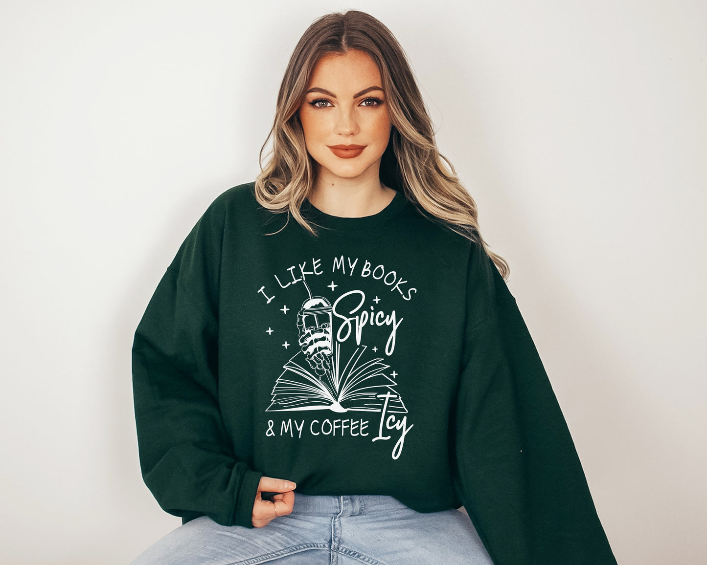 Cozy Gildan 18000 Crewneck: Spicy Book Lover Gift, Unisex Smut Sweater, Iced Coffee Aesthetic, Printify Choice