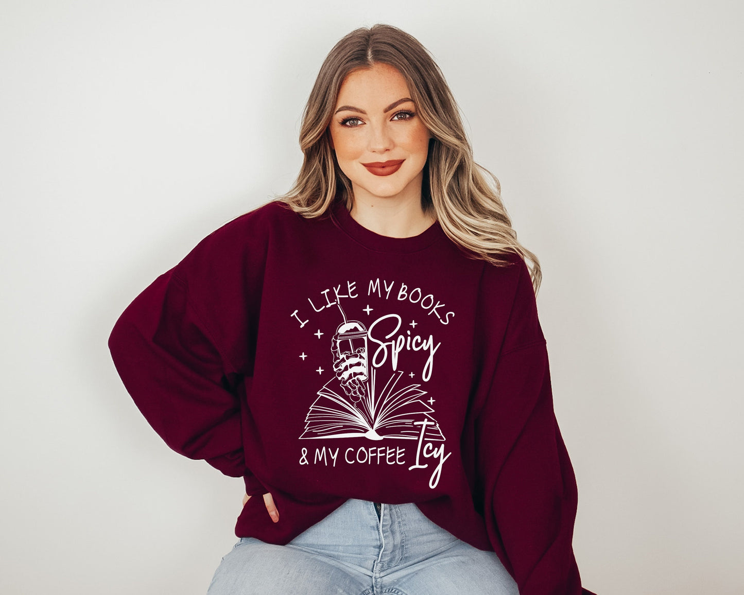 Cozy Gildan 18000 Crewneck: Spicy Book Lover Gift, Unisex Smut Sweater, Iced Coffee Aesthetic, Printify Choice