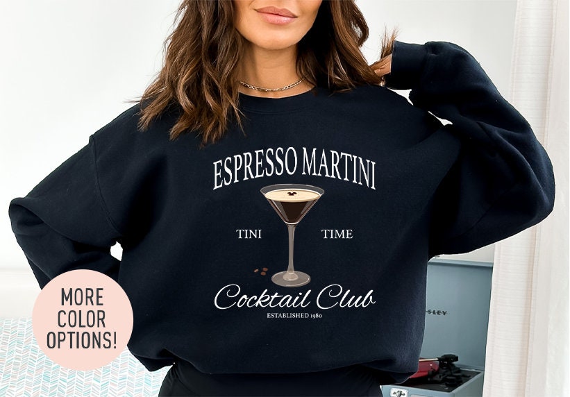 Espresso Martini Crewneck Sweatshirt Gildan 18000 Cozy Unisex Gift Printify Choice for Drink Lovers Fall Winter Outfit
