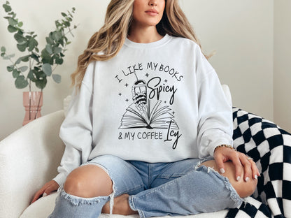 Cozy Gildan 18000 Crewneck: Spicy Book Lover Gift, Unisex Smut Sweater, Iced Coffee Aesthetic, Printify Choice