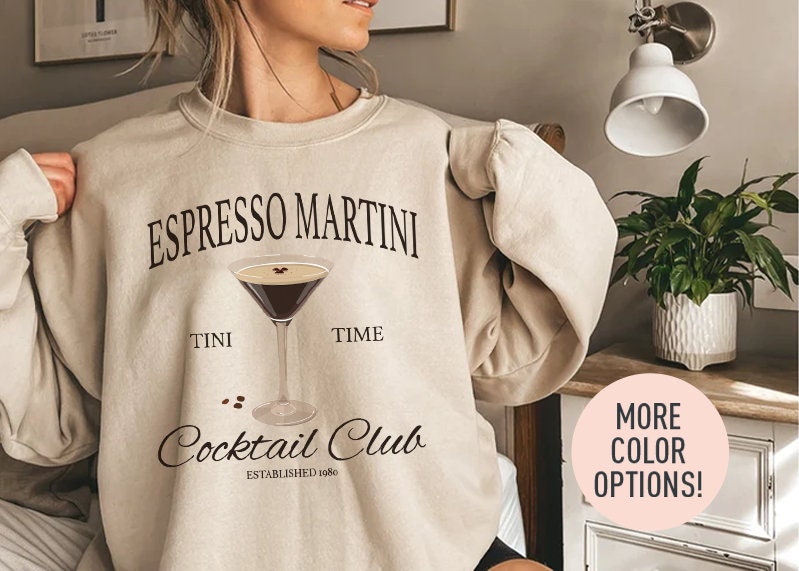 Espresso Martini Crewneck Sweatshirt Gildan 18000 Cozy Unisex Gift Printify Choice for Drink Lovers Fall Winter Outfit
