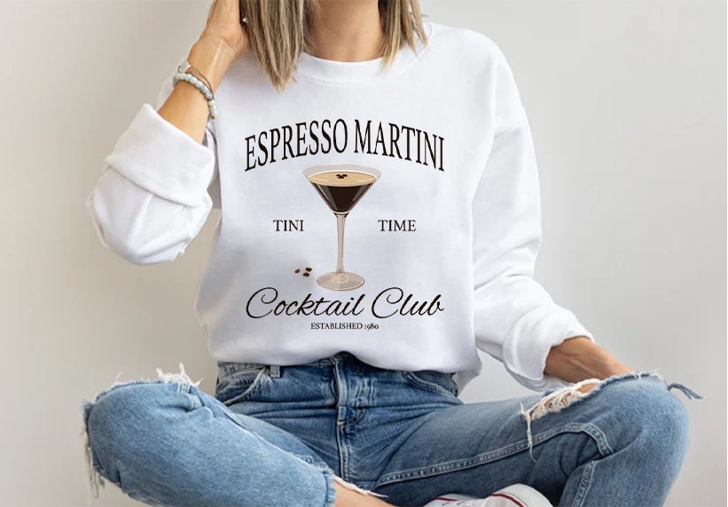 Espresso Martini Crewneck Sweatshirt Gildan 18000 Cozy Unisex Gift Printify Choice for Drink Lovers Fall Winter Outfit