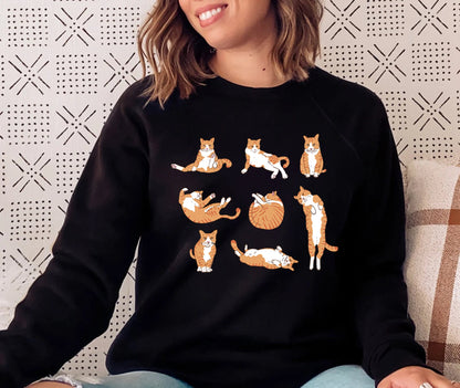 Cozy Gildan 18000 Orange Cat Sweatshirt for Women, Perfect Cat Mom Gift, Printify Choice, Cute Ginger Tabby, Crazy Cat Lady Essential