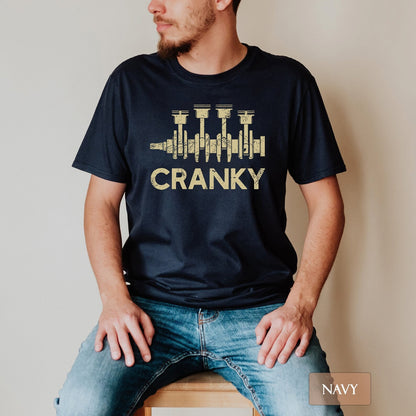 Cranky Car Engine Crankshaft T-shirt, Gildan 5000 Unisex Heavy Cotton Tee, Funny Cars Lover Gift, Father's Day Mechanics Shirt, Printify Choice