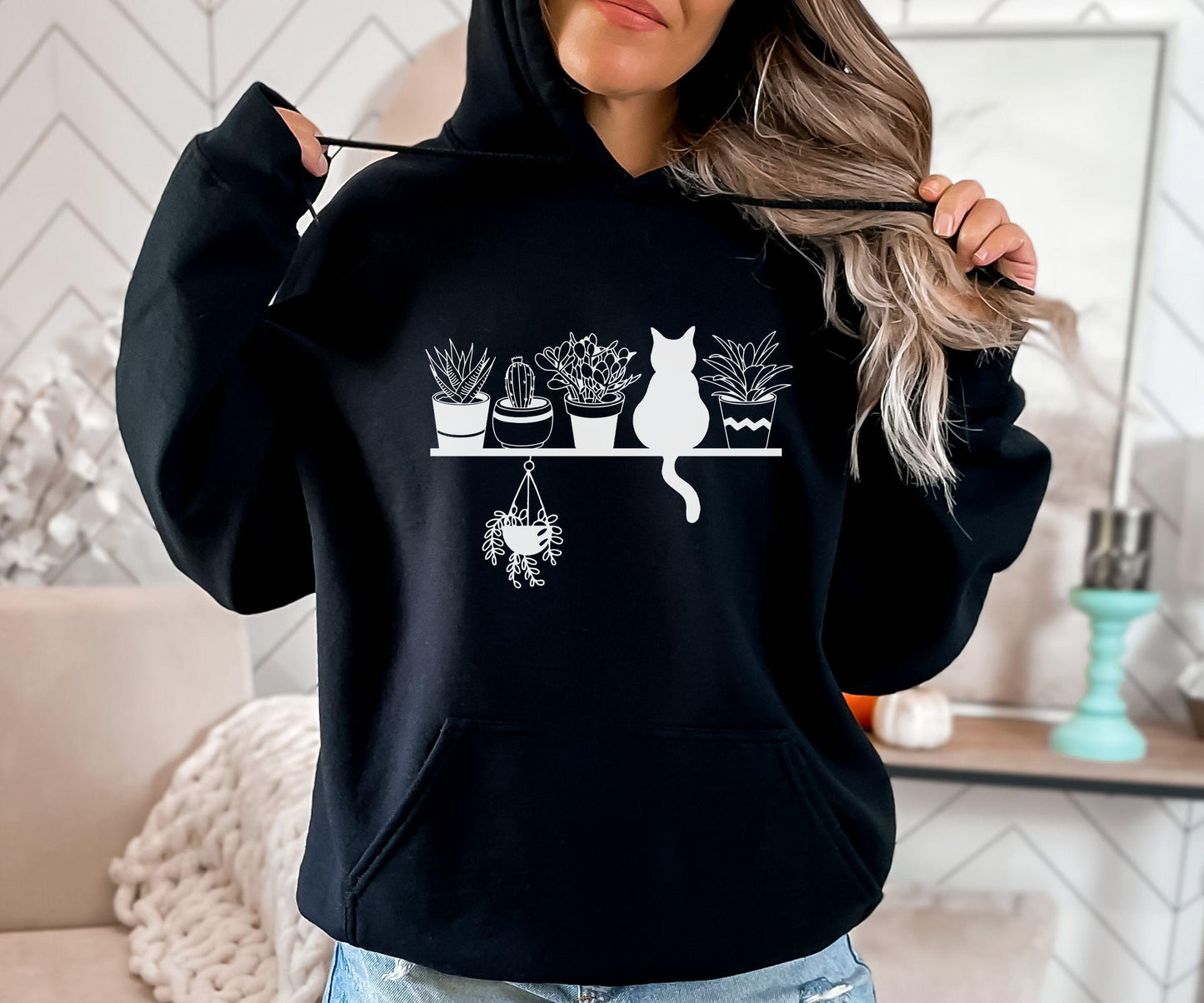 Cozy Gildan 18000 Cats & Plants Sweatshirt for Women - Perfect Gardening Gift & Plant Lover Aesthetic