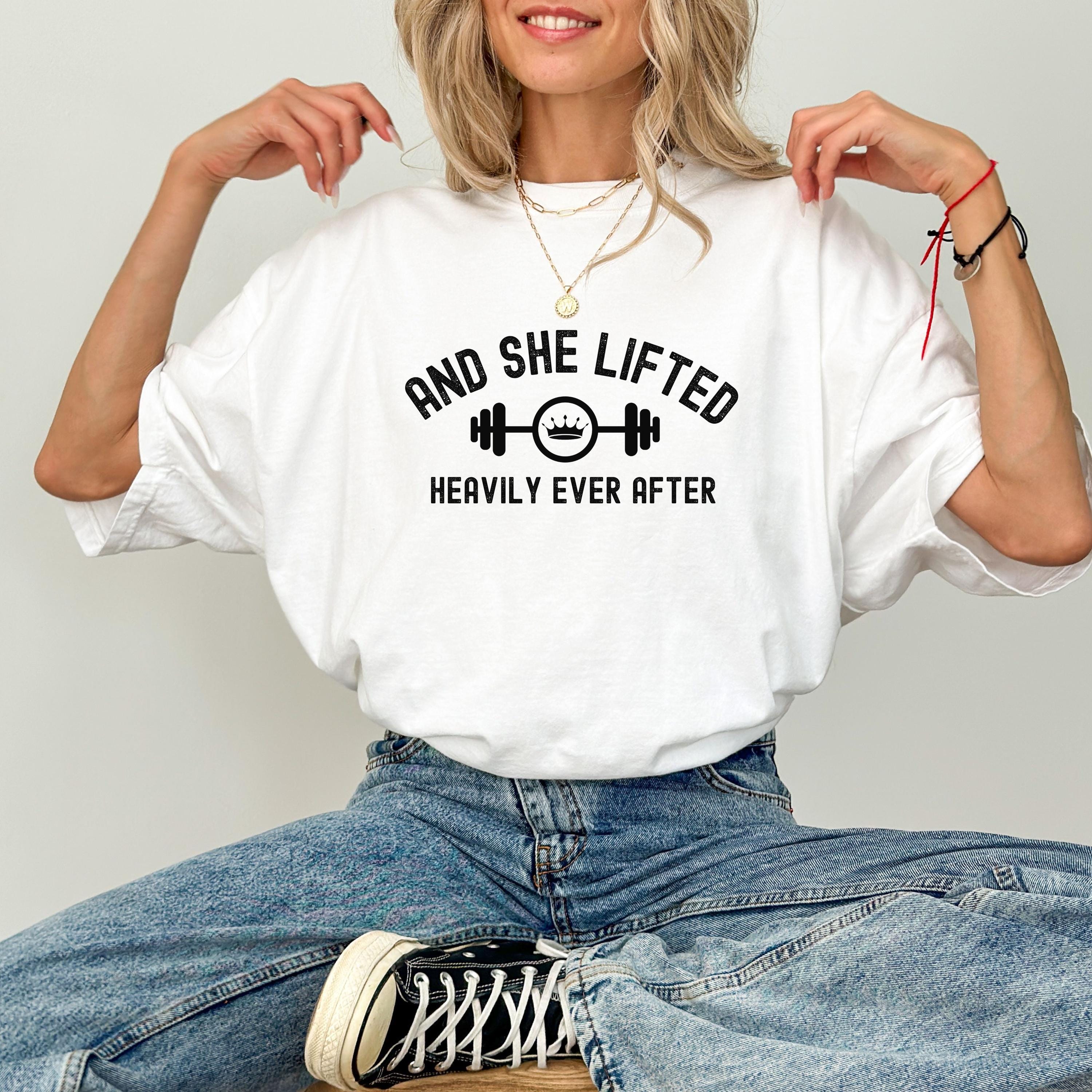 And She Lifted Heavily Ever After Sweatshirt - Gildan 18000 Women's Gym Top, Cute Fitness Gift, Printify Choice, Cozy Workout Outfit