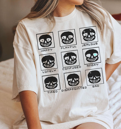 Emotions of Sans Undertale Shirt: Unisex Heavy Cotton Gamer Tee, Gildan 5000 Printify Choice, Perfect Gift for Gamers