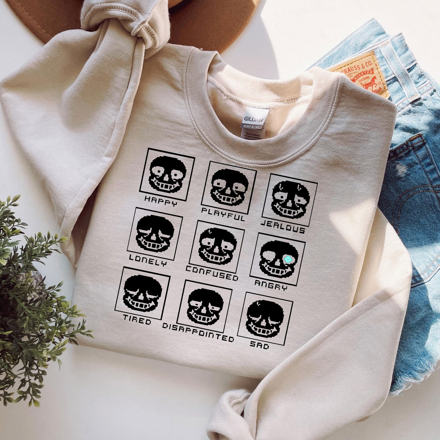 Emotions of Sans Undertale Shirt: Unisex Heavy Cotton Gamer Tee, Gildan 5000 Printify Choice, Perfect Gift for Gamers