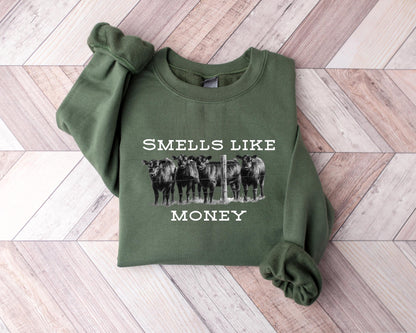 ✨Smells Like Cattle Gildan 18000 Sweatshirt✨ Western Cow Shirt Gift for Women, Cozy Unisex Heifer Hoodie, Farm Lover Aesthetic