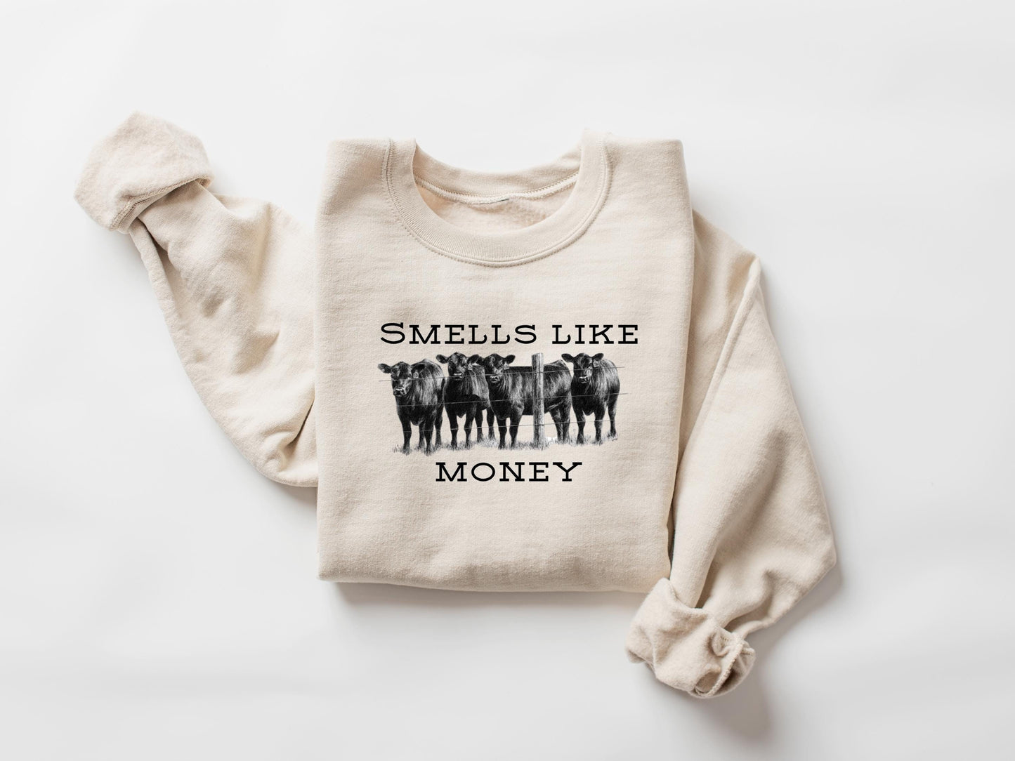 ✨Smells Like Cattle Gildan 18000 Sweatshirt✨ Western Cow Shirt Gift for Women, Cozy Unisex Heifer Hoodie, Farm Lover Aesthetic