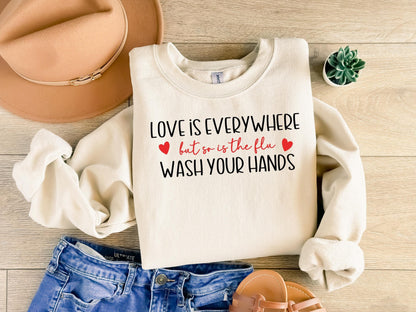 Love Is Everywhere Nurse Sweatshirt for Women - Gildan 18000 Printify Choice Valentine's Day Gift