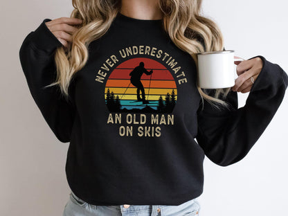 ✨Never Underestimate an Old Man on Skis Gildan 18000 Sweatshirt✨ Cozy Retro Skiing Gift, Unisex Printify Choice for Him & Her Winter Outfit