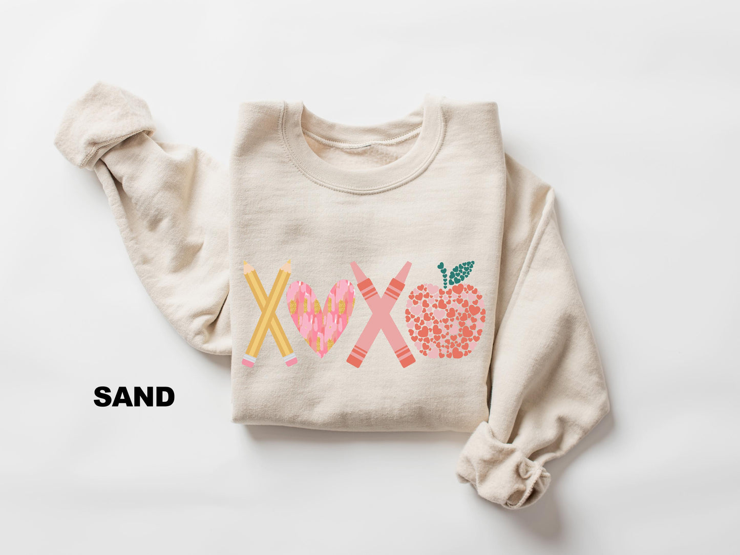 Teacher Valentines Day Sweatshirt Gildan 18000, Funny Teacher Gift, Cozy Unisex Love Shirt, Printify Choice Valentine's Outfit