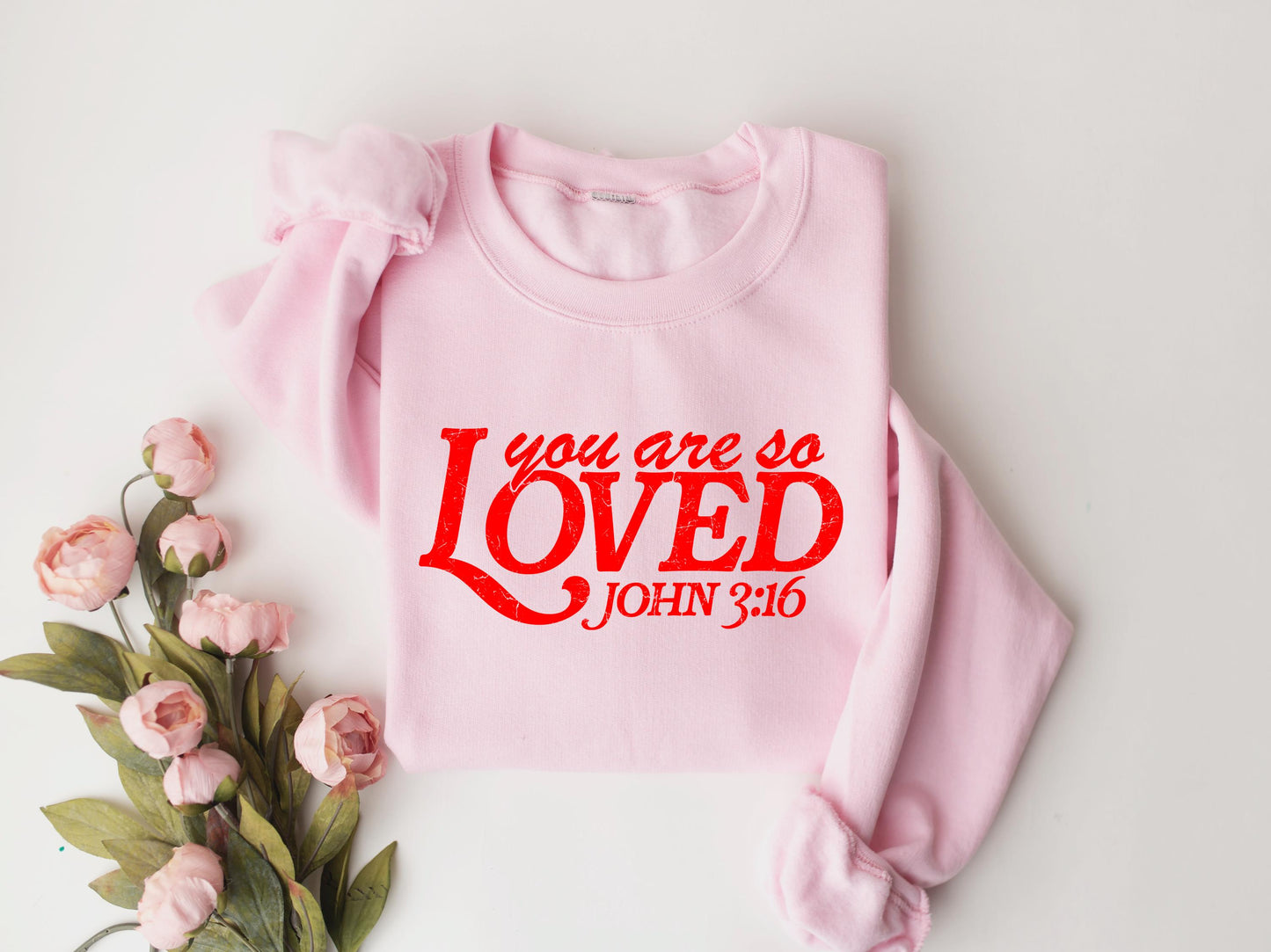 Gildan 18000 Crewneck You Are So Loved Shirt, Jesus Valentine Sweatshirt for Women, Christian Gift, Perfect Bible Verse Outfit for Valentine's Day