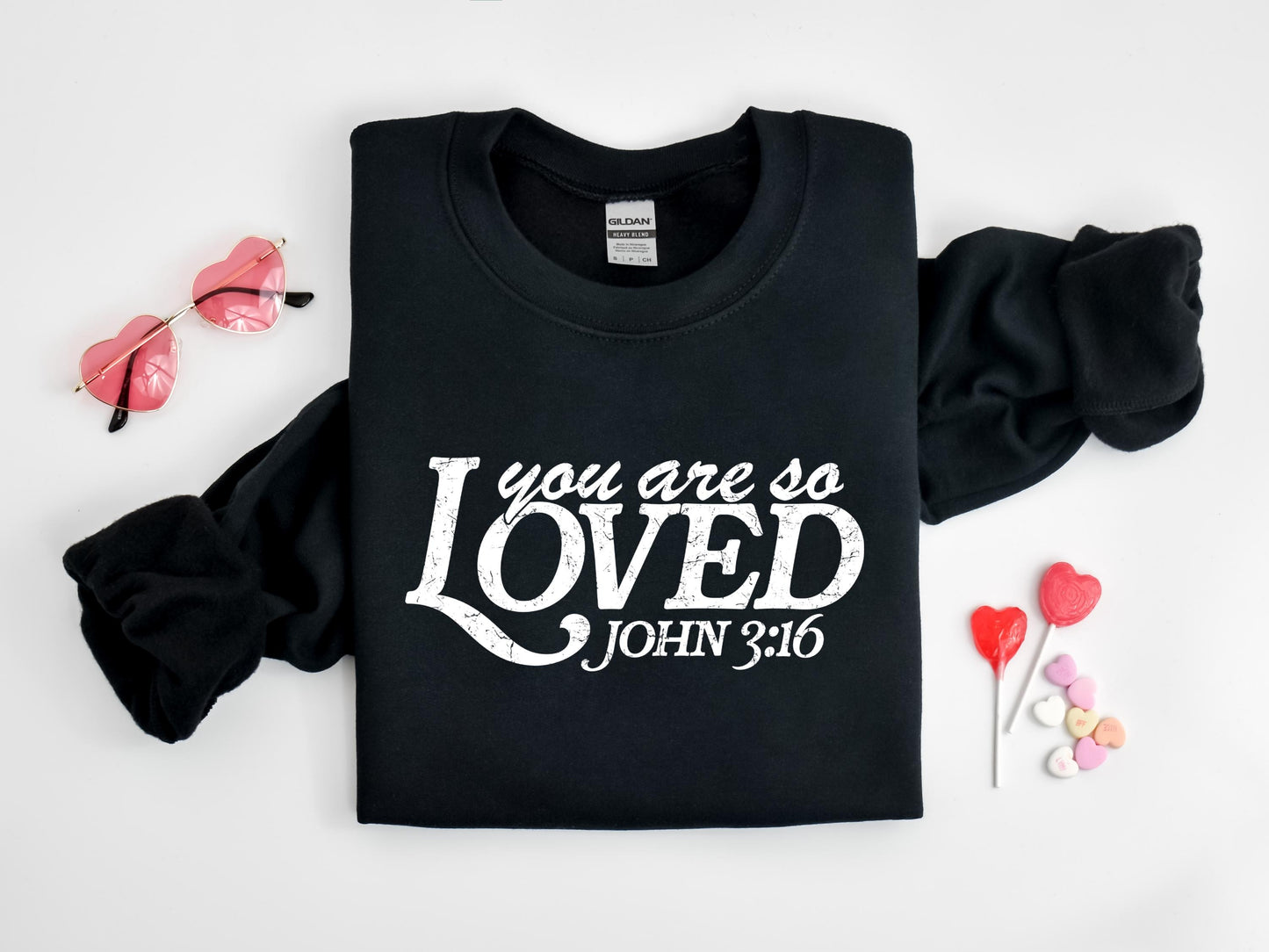 Gildan 18000 Crewneck You Are So Loved Shirt, Jesus Valentine Sweatshirt for Women, Christian Gift, Perfect Bible Verse Outfit for Valentine's Day