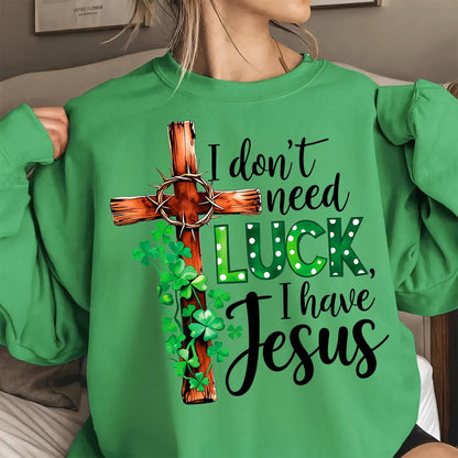 Christian St. Patrick's Day PNG Clover Cross Design Digital Download for Gildan 18000 Crewneck Sweatshirt, Aesthetic Gift, Men Women Matching Outfit