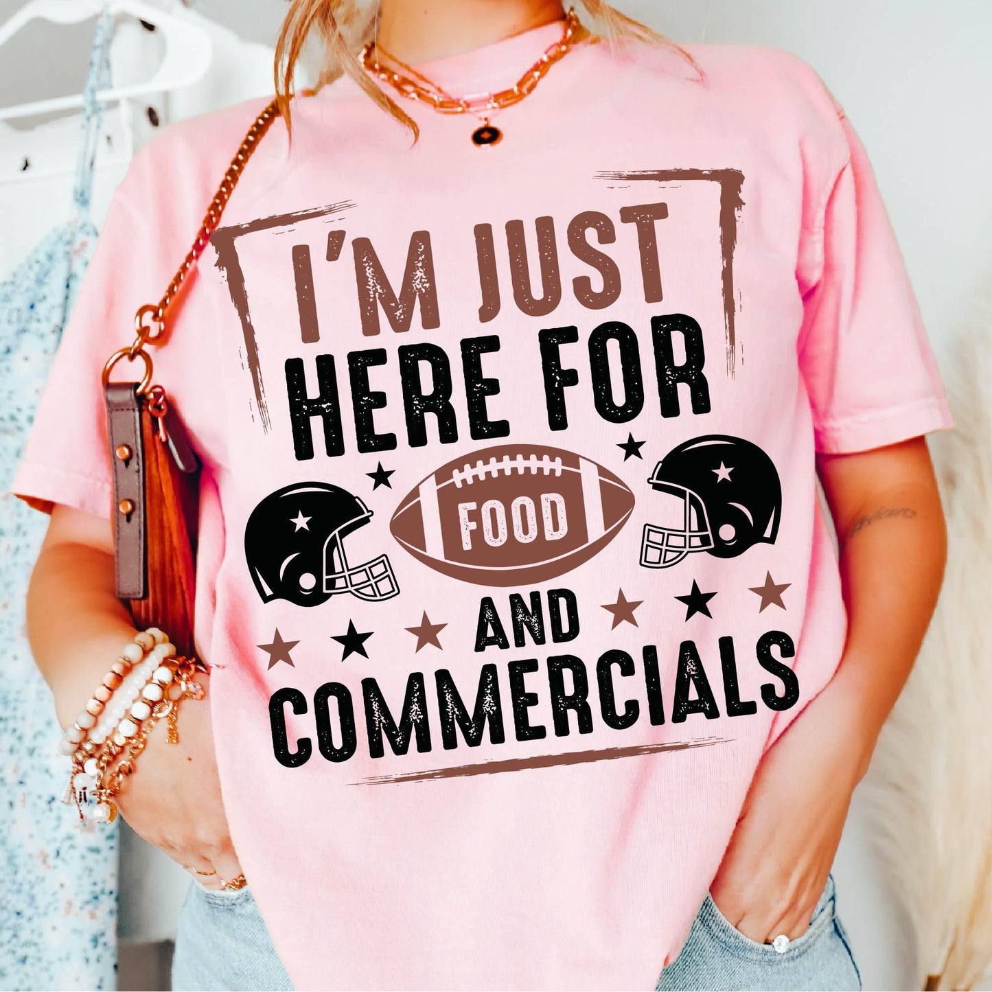 I'm Just Here for the Snacks Football Shirt, Retro Game Day Tee, Funny Halftime Gift, Gildan 5000 Classic Tee, Unisex Cotton, Fall Outfit