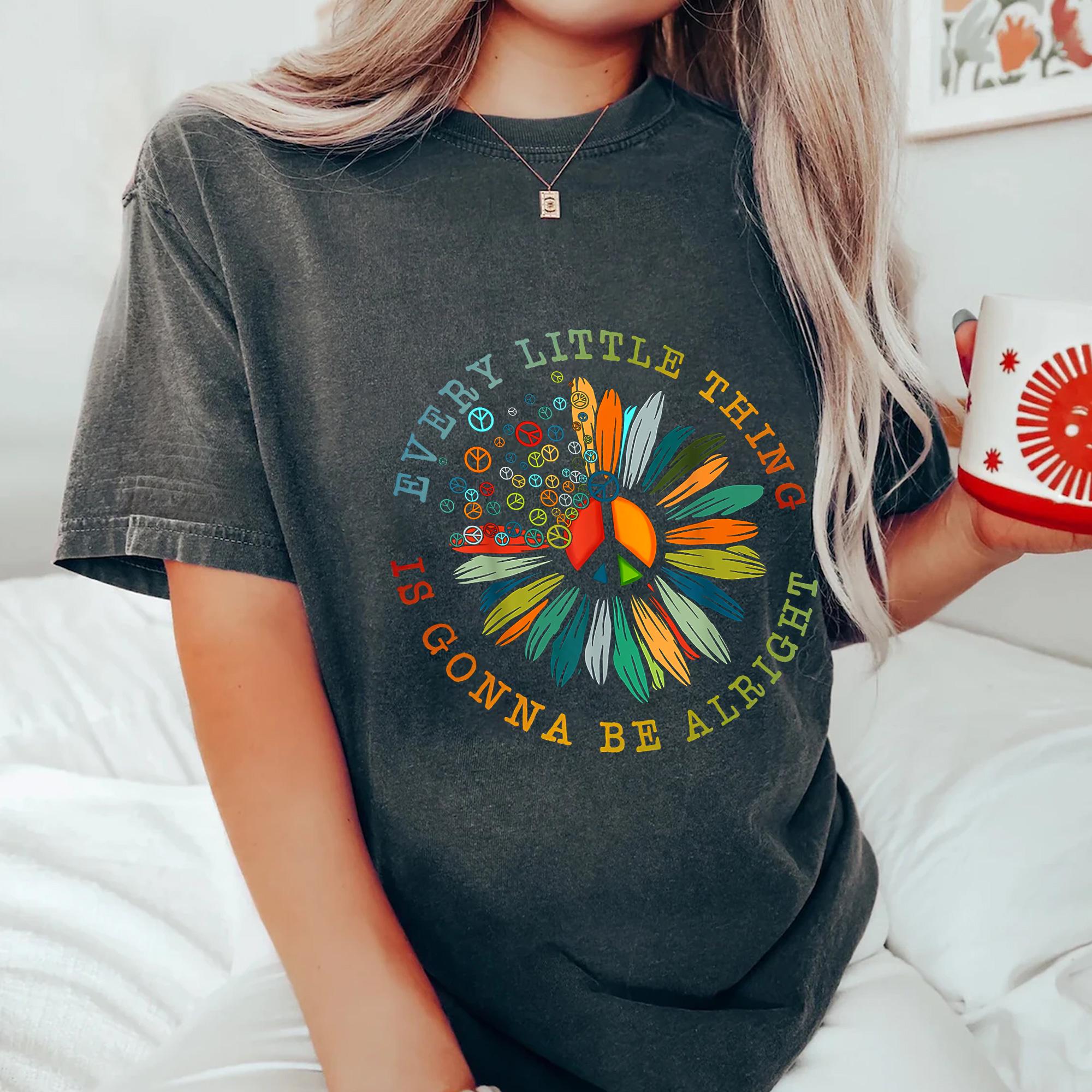 Peace Sign T-Shirt: Retro 70s Hippie Daisy Tee, Gildan 5000 Unisex Heavy Cotton, Printify Choice, Perfect Gift for Women & Men, Trendy Outfit