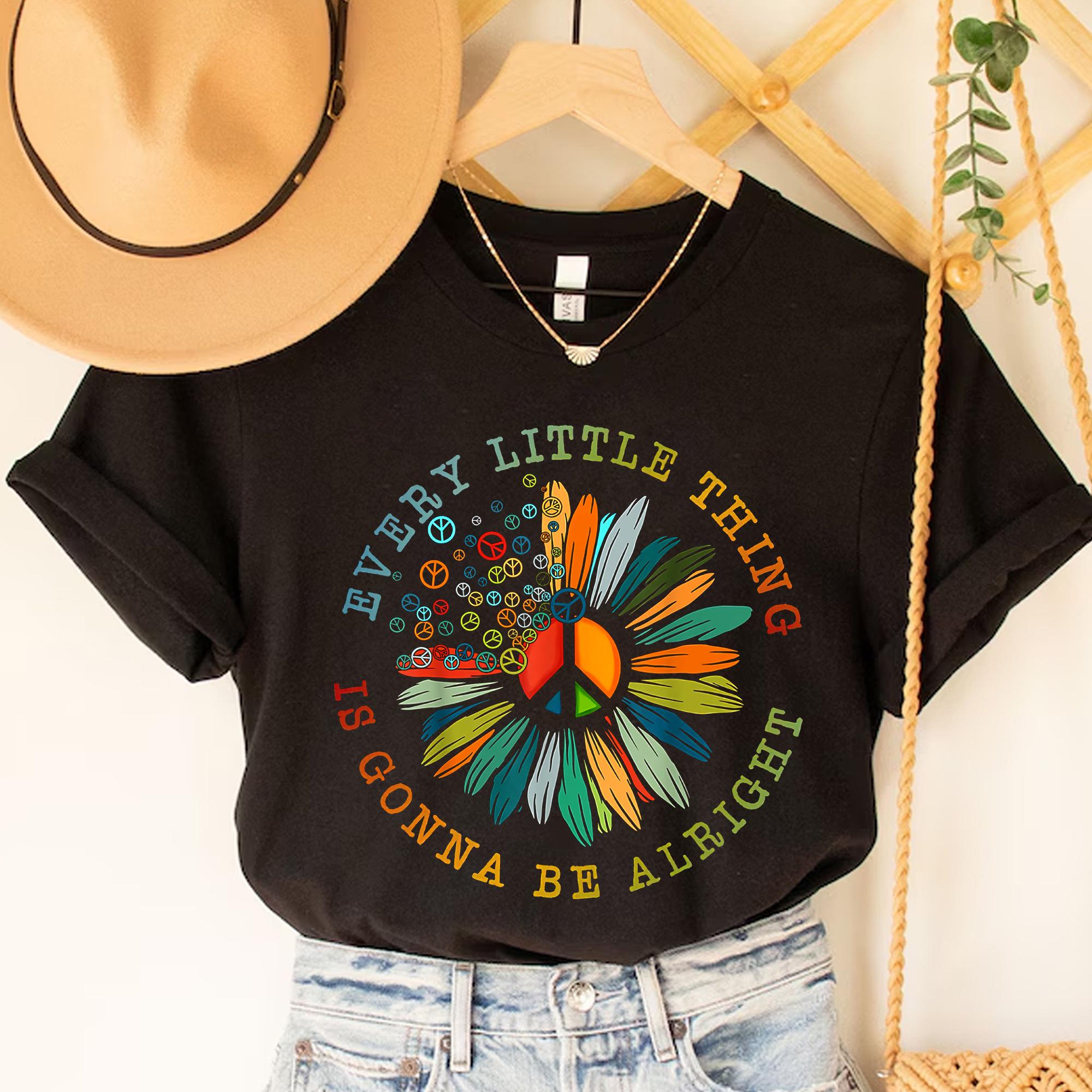 Peace Sign T-Shirt: Retro 70s Hippie Daisy Tee, Gildan 5000 Unisex Heavy Cotton, Printify Choice, Perfect Gift for Women & Men, Trendy Outfit