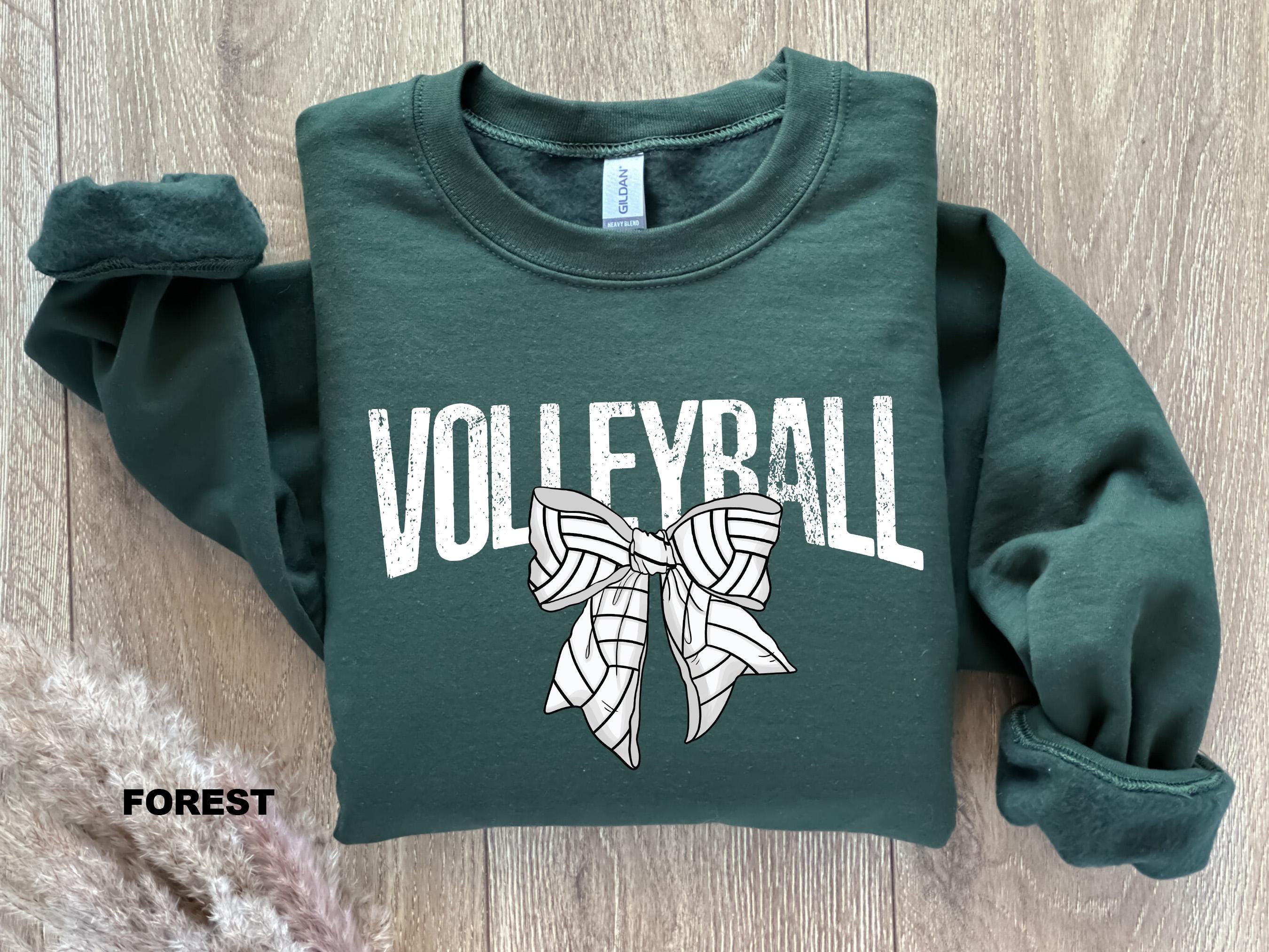 Retro Volleyball Bow Sweatshirt for Women, Gildan 18000 Crewneck, Game Day Outfit, Volleyball Lover Gift, Printify Choice