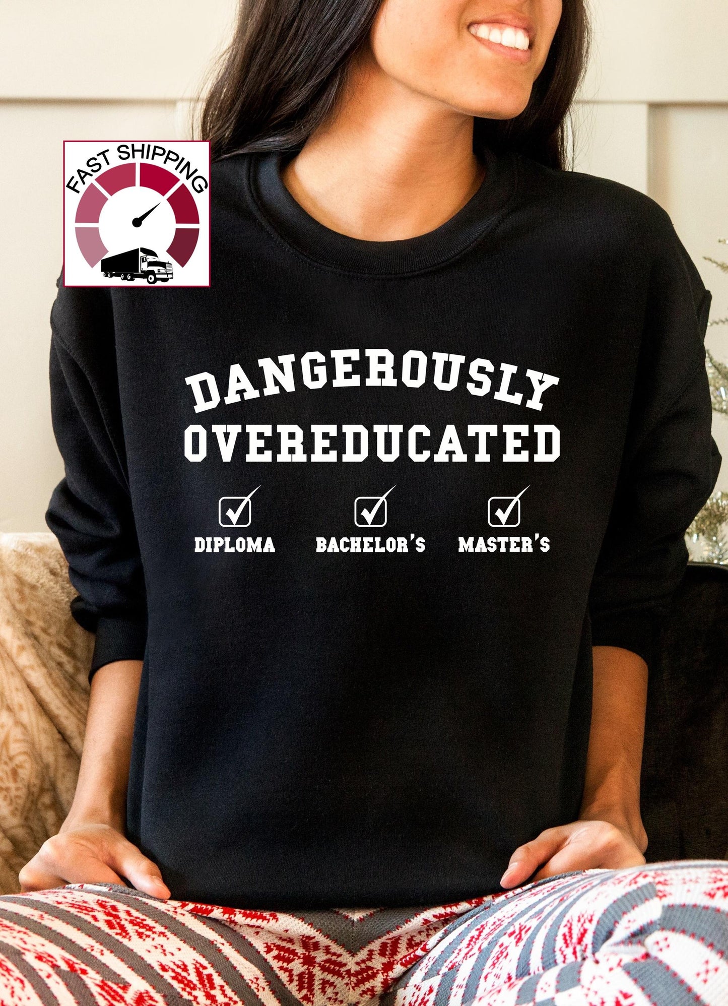 ✨Dangerously Overeducated Gildan 18000 Sweatshirt✨ Unisex Graduation Gift, Cozy Crewneck for Him & Her, Perfect for Masters Degree Achievers