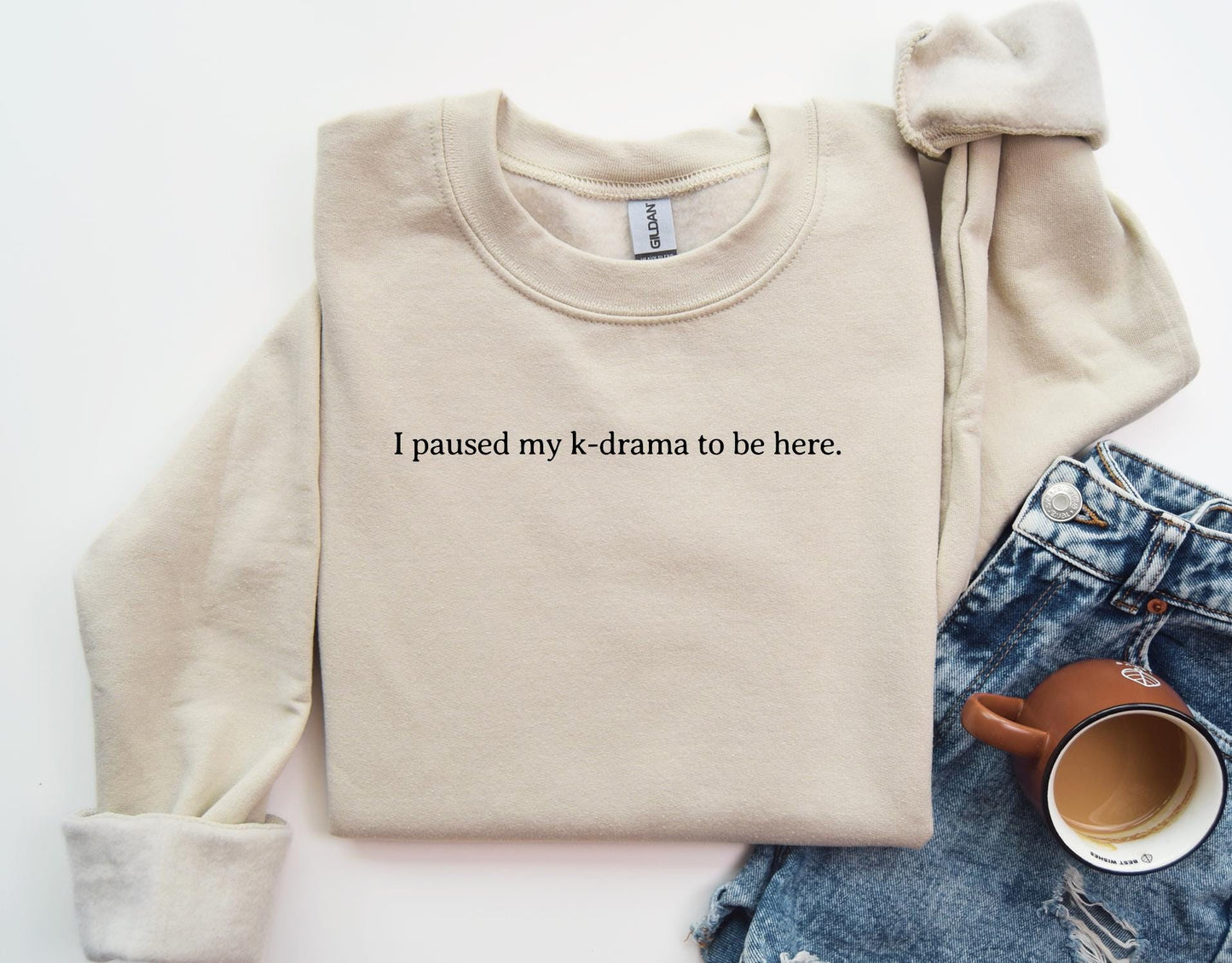 Cozy Gildan 18000 K-Drama Sweatshirt for Women: Funny Gift, Viral Aesthetic, Printify Choice