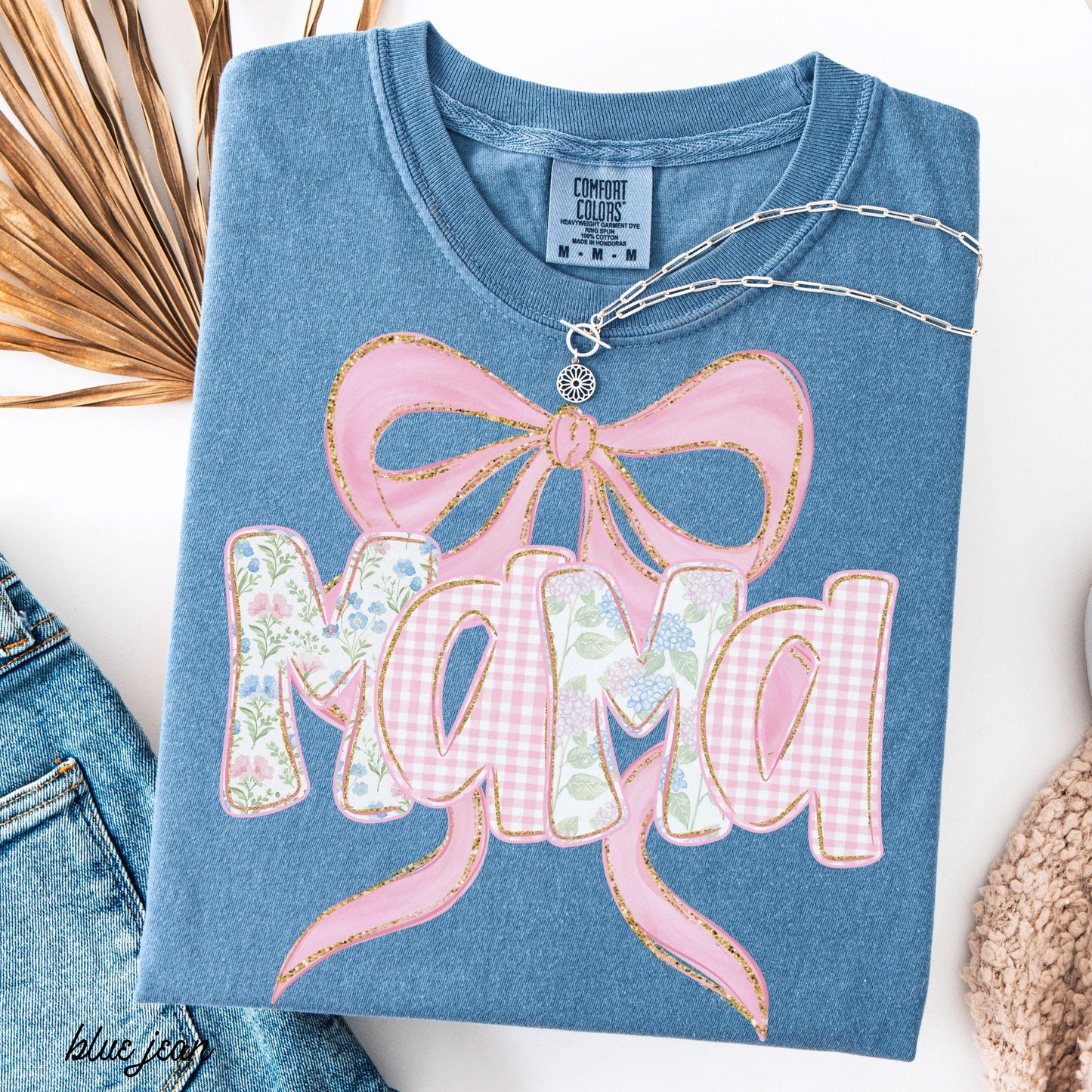 Comfort Colors® 1717 Floral Mama Shirt for Women - Unisex Garment-Dyed Spring Tee, Trendy Pregnancy Reveal Gift by SwiftPOD