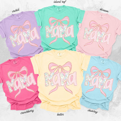 Comfort Colors® 1717 Floral Mama Shirt for Women - Unisex Garment-Dyed Spring Tee, Trendy Pregnancy Reveal Gift by SwiftPOD