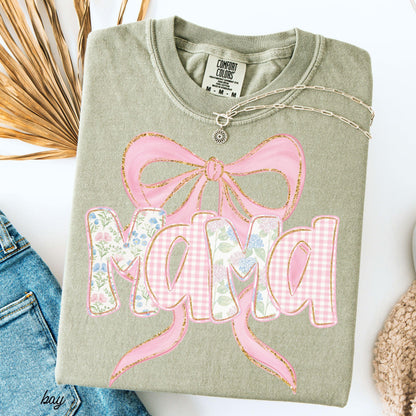 Comfort Colors® 1717 Floral Mama Shirt for Women - Unisex Garment-Dyed Spring Tee, Trendy Pregnancy Reveal Gift by SwiftPOD