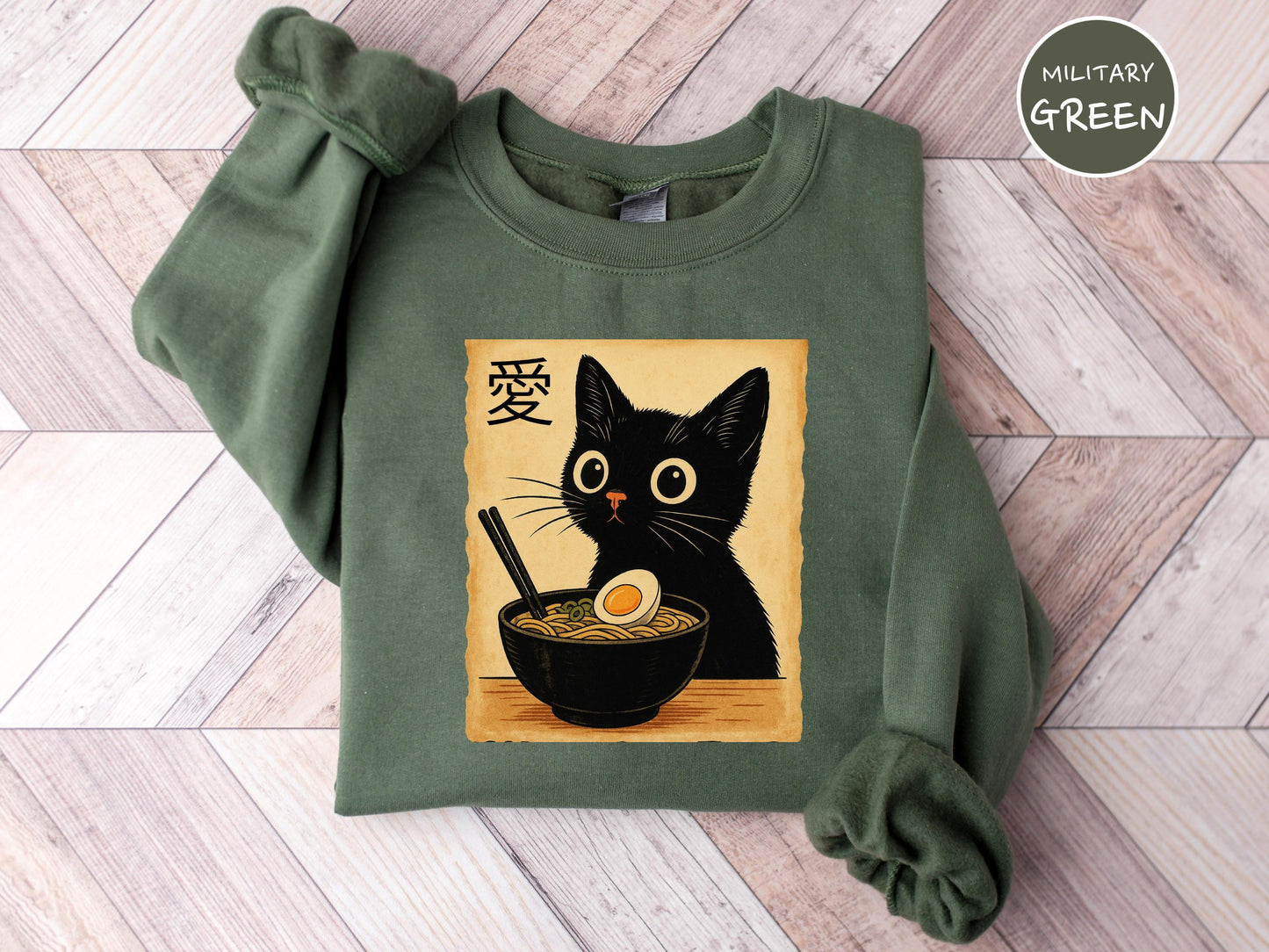 ✨Ramen Cat Sweatshirt Gildan 18000✨ Cozy Kawaii Anime Gift for Cat Lovers, Unisex Printify Choice