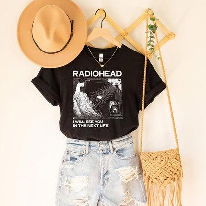 Gildan 5000 Indie Rock Tour Style Unisex Heavy Cotton Tee, Retro Band Aesthetic, Black Radiohead Fan Shirt, Printify Choice, Perfect Gift for Music...