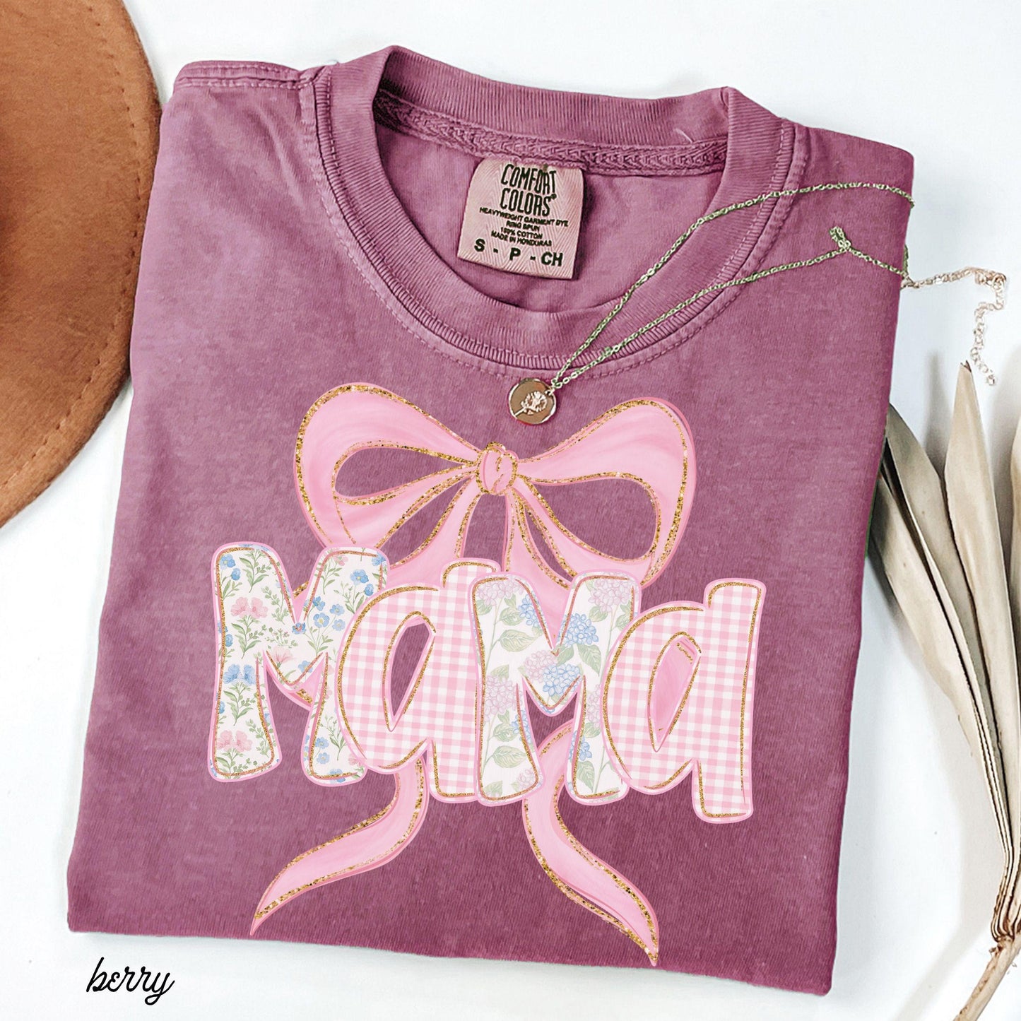 Comfort Colors® 1717 Floral Mama Shirt for Women - Unisex Garment-Dyed Spring Tee, Trendy Pregnancy Reveal Gift by SwiftPOD