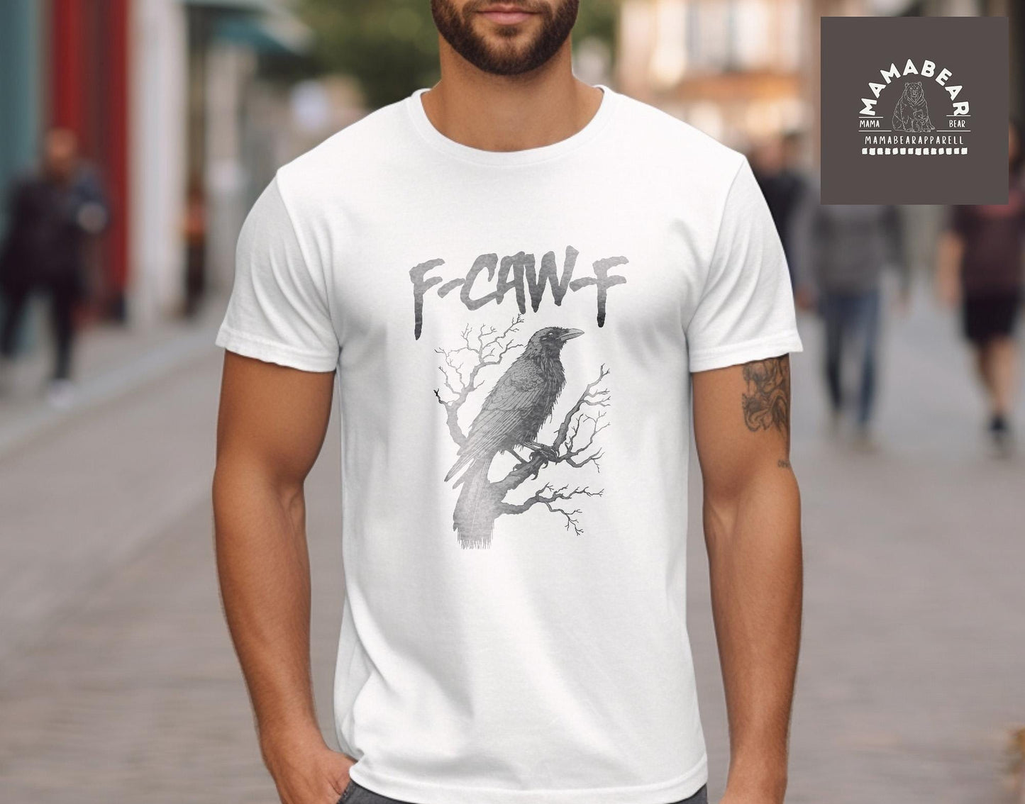 F-Caw-F Funny Crow T-Shirt, Gildan 5000 Unisex Heavy Cotton Tee, Gothic Raven Gift for Women, Printify Choice, Autumn Spooky Bird Outfit