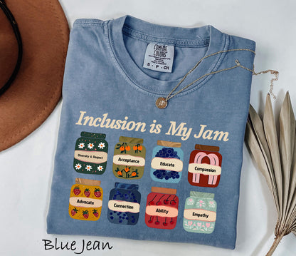 Comfort Colors® 1717 Unisex Garment-Dyed T-shirt, Inclusion Is My Jam, Autism Awareness Gift, SwiftPOD Tee for Teachers & Neurodiversity Advocates