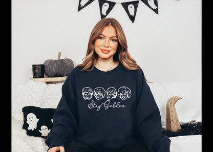 Stay Golden Sweatshirt for Women, Gildan 18000 Crewneck, Cozy 80's TV Fan Gift, Printify Choice, Cute Golden Girls Aesthetic Outfit