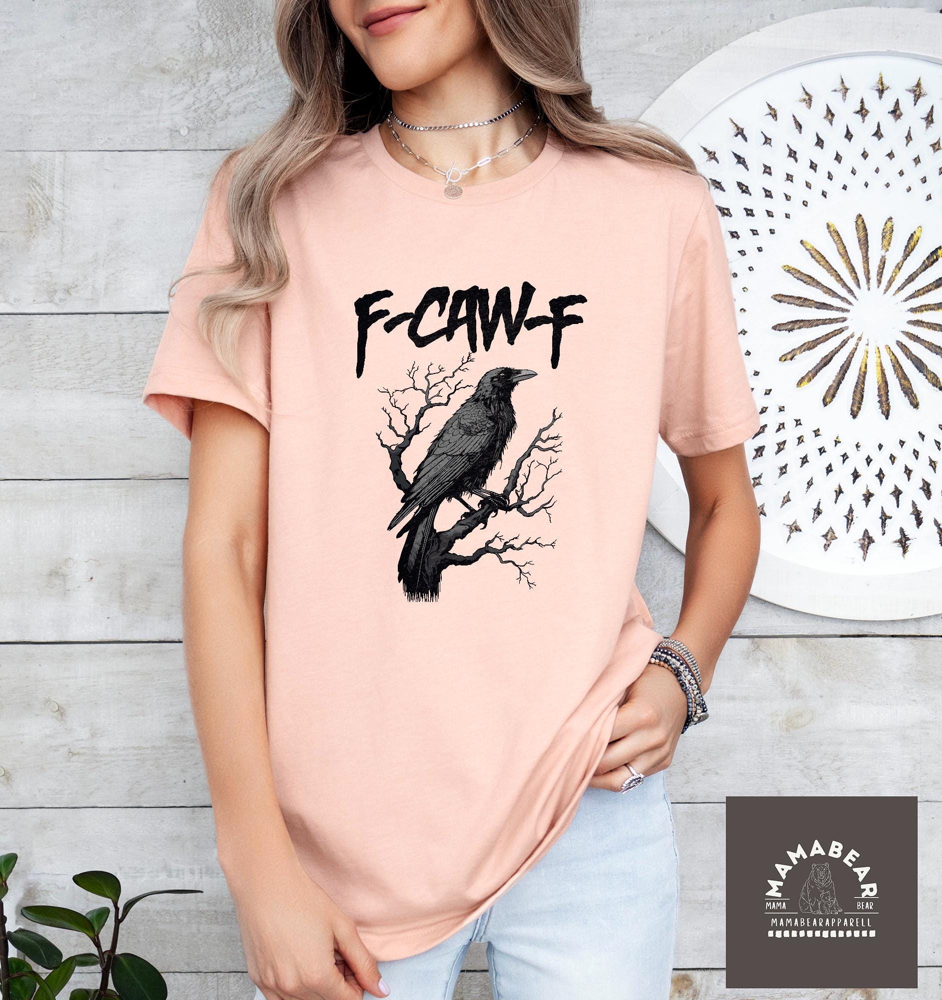F-Caw-F Funny Crow T-Shirt, Gildan 5000 Unisex Heavy Cotton Tee, Gothic Raven Gift for Women, Printify Choice, Autumn Spooky Bird Outfit