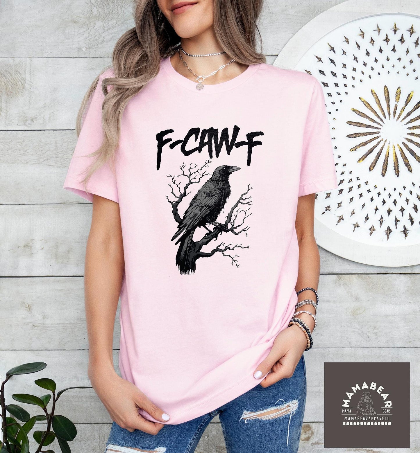 F-Caw-F Funny Crow T-Shirt, Gildan 5000 Unisex Heavy Cotton Tee, Gothic Raven Gift for Women, Printify Choice, Autumn Spooky Bird Outfit