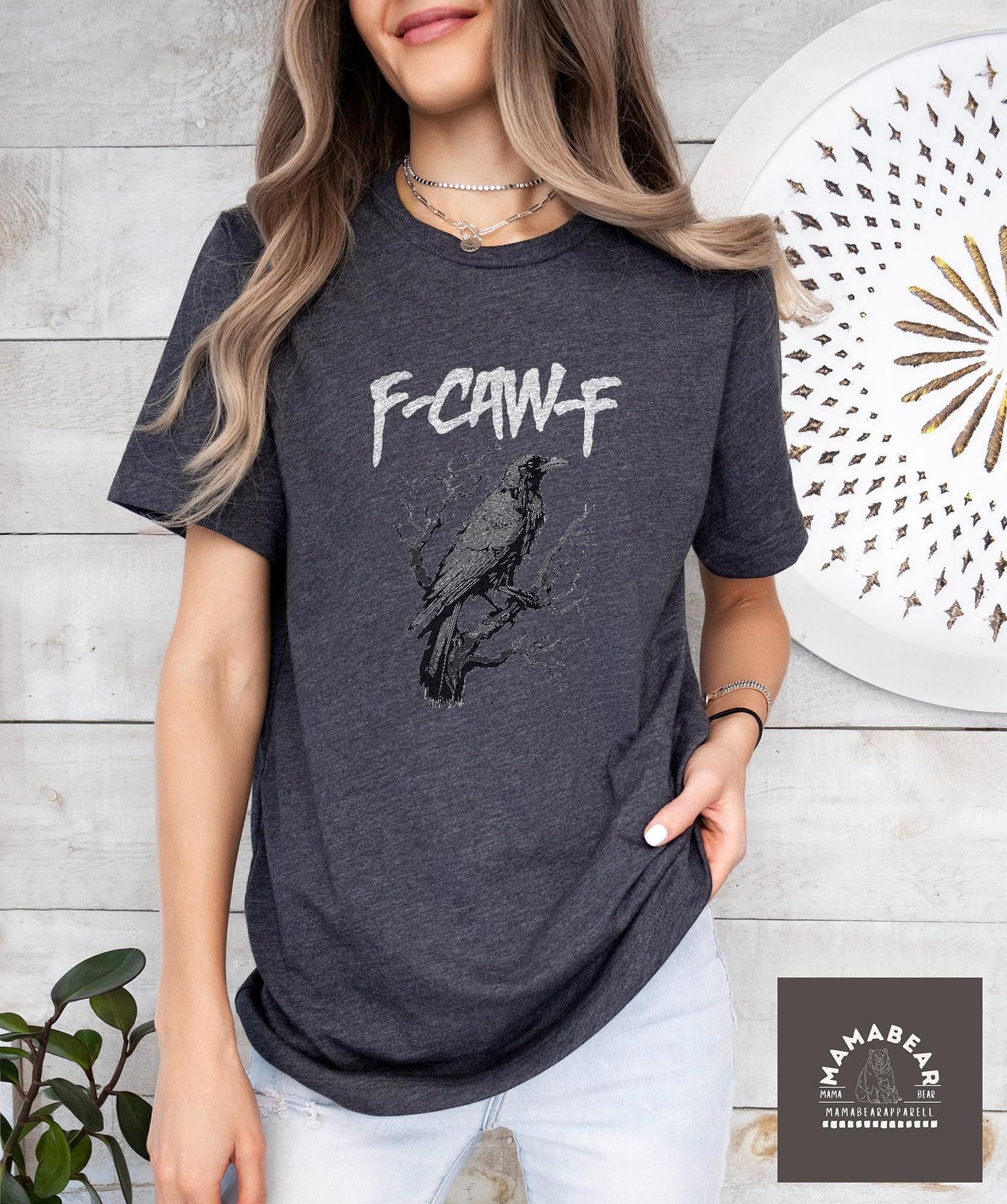 F-Caw-F Funny Crow T-Shirt, Gildan 5000 Unisex Heavy Cotton Tee, Gothic Raven Gift for Women, Printify Choice, Autumn Spooky Bird Outfit
