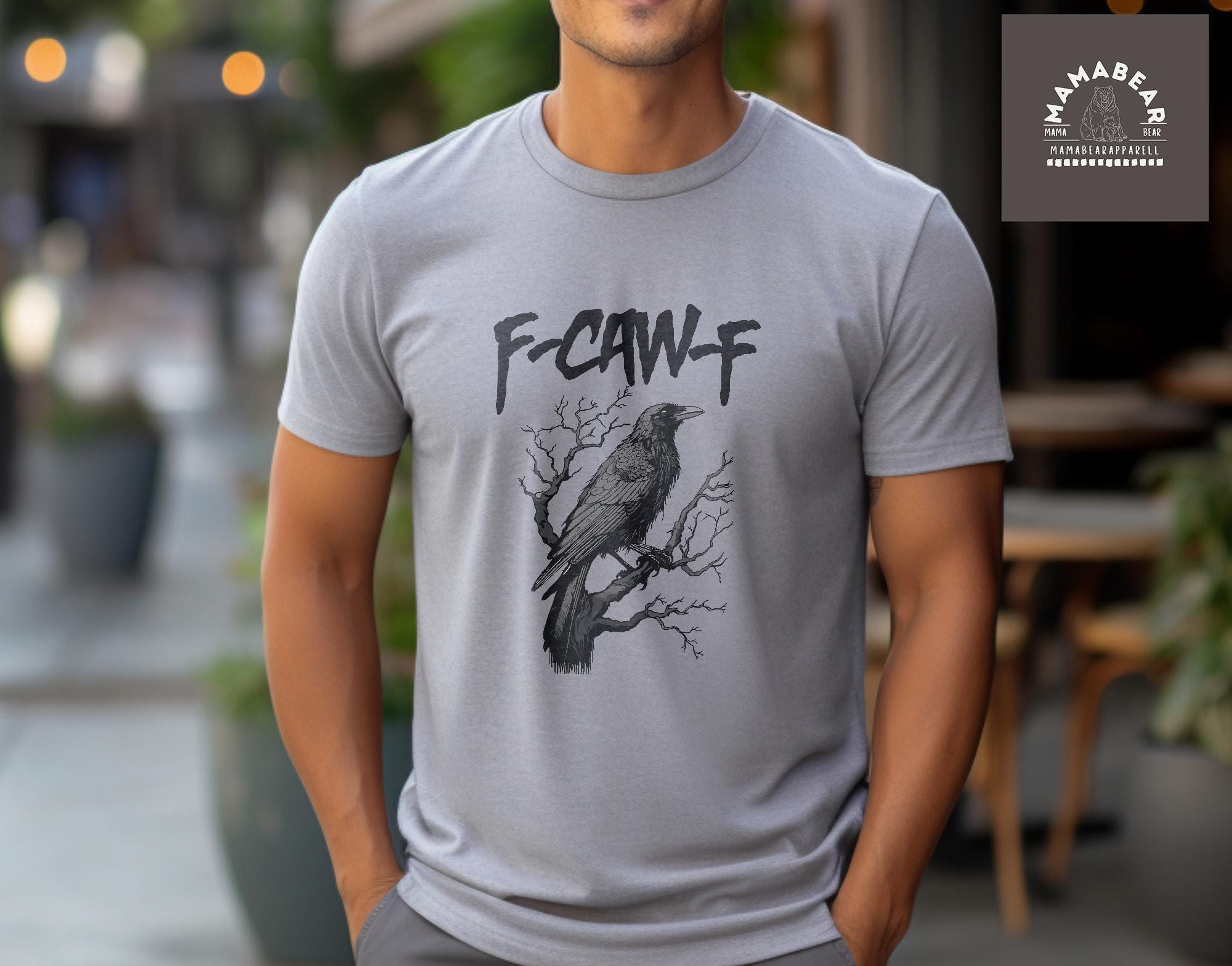 F-Caw-F Funny Crow T-Shirt, Gildan 5000 Unisex Heavy Cotton Tee, Gothic Raven Gift for Women, Printify Choice, Autumn Spooky Bird Outfit