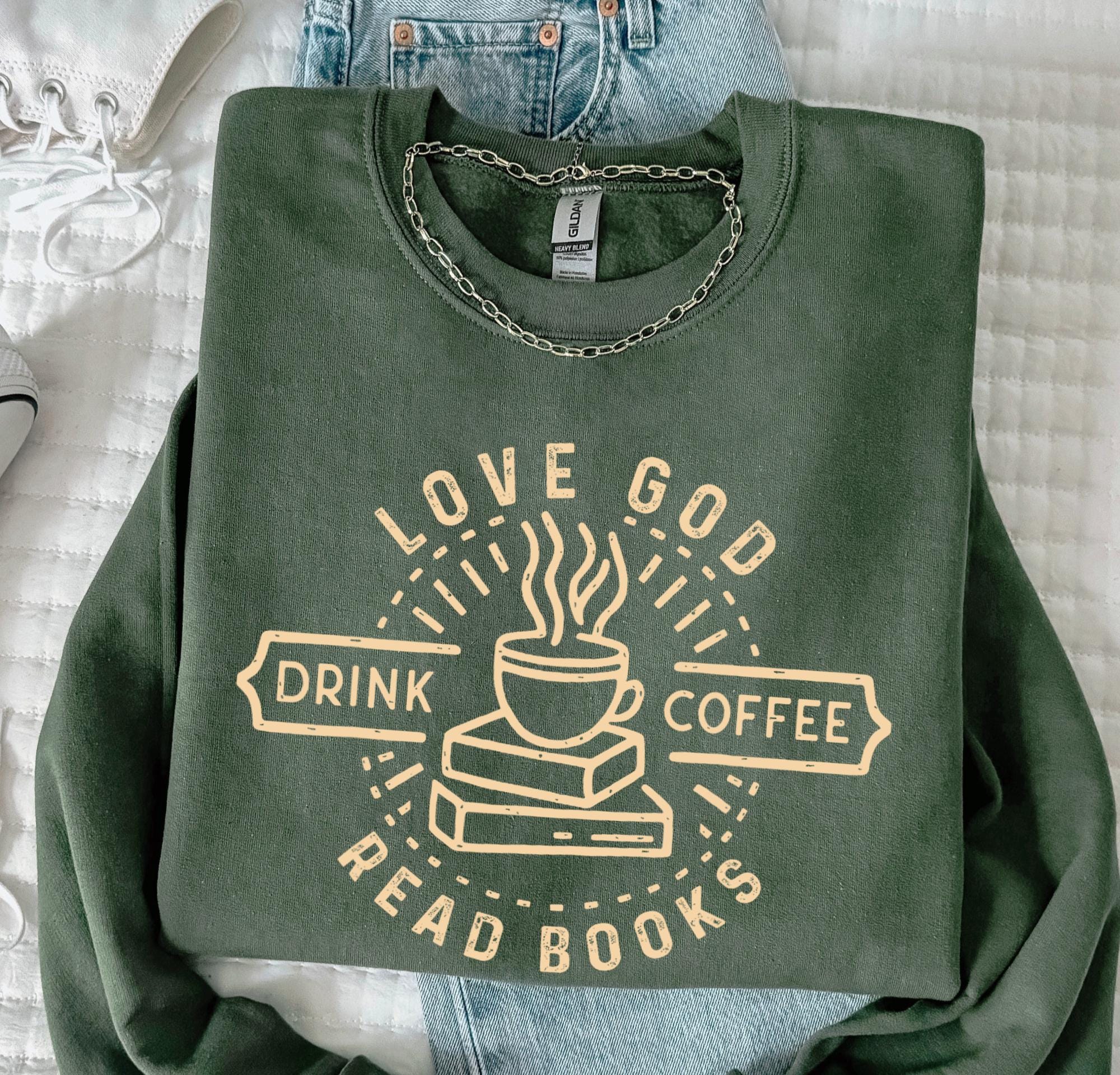 Vintage Christian Sweatshirt for Book Lovers - Gildan 18000 Cozy Unisex Crewneck, Perfect Gift for Coffee Drinkers and Readers