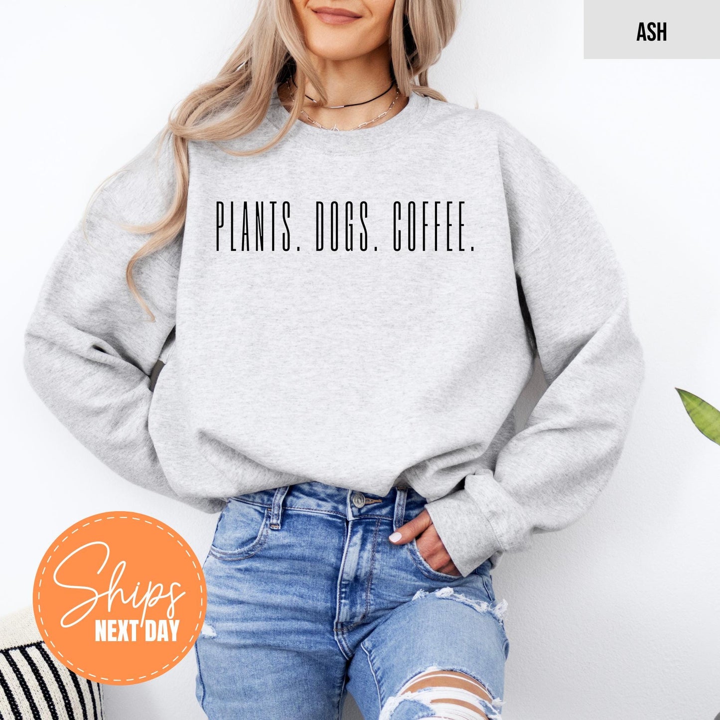 Gildan 18000 Crewneck: Cute Dog & Plant Lover Sweatshirt, Perfect Gift for Dog Moms, Cozy Outfit for Women, Ideal Fall Aesthetic