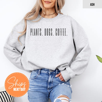 Gildan 18000 Crewneck: Cute Dog & Plant Lover Sweatshirt, Perfect Gift for Dog Moms, Cozy Outfit for Women, Ideal Fall Aesthetic