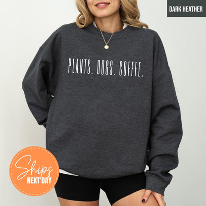 Gildan 18000 Crewneck: Cute Dog & Plant Lover Sweatshirt, Perfect Gift for Dog Moms, Cozy Outfit for Women, Ideal Fall Aesthetic