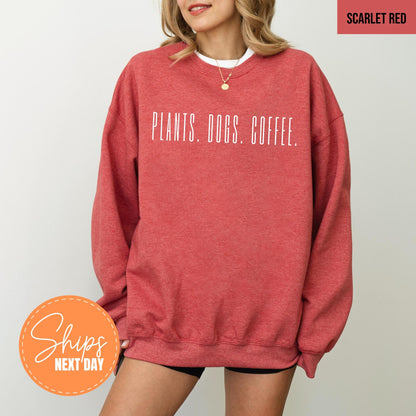 Gildan 18000 Crewneck: Cute Dog & Plant Lover Sweatshirt, Perfect Gift for Dog Moms, Cozy Outfit for Women, Ideal Fall Aesthetic