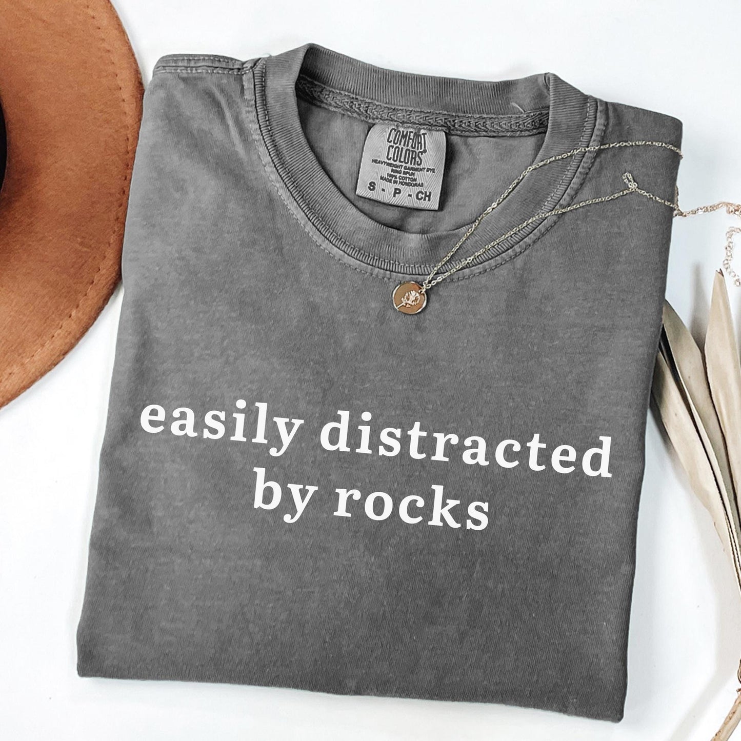 Easily Distracted By Rocks Shirt, Comfort Colors® 1717 Unisex T-shirt, Funny Geology Gift for Rock Lovers, SwiftPOD Garment-Dyed Tee