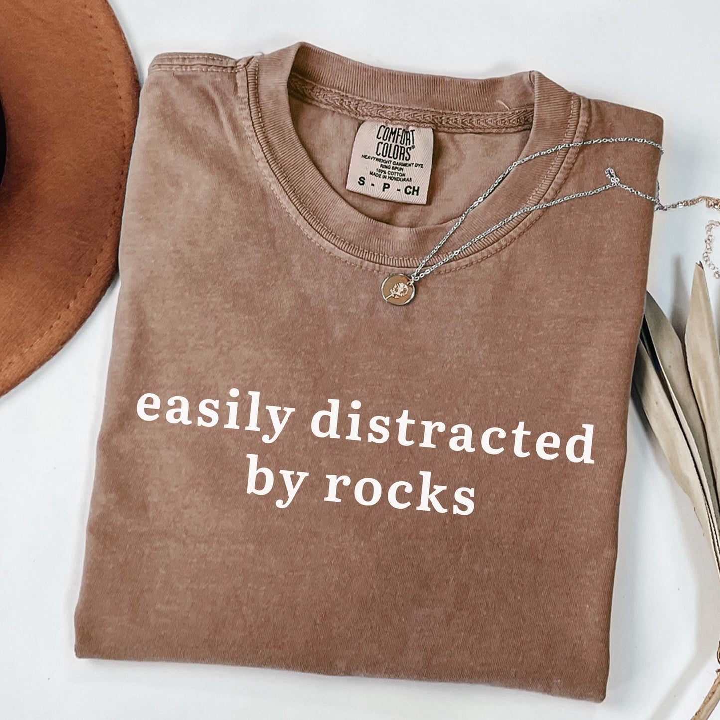 Easily Distracted By Rocks Shirt, Comfort Colors® 1717 Unisex T-shirt, Funny Geology Gift for Rock Lovers, SwiftPOD Garment-Dyed Tee