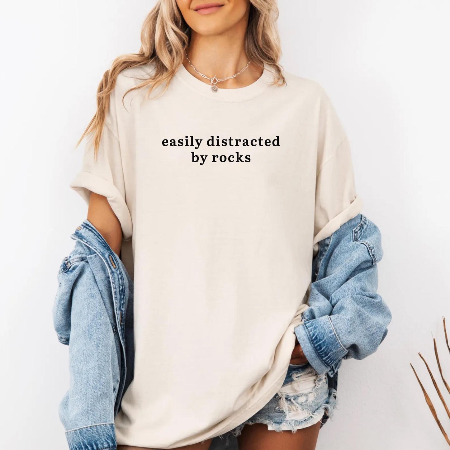 Easily Distracted By Rocks Shirt, Comfort Colors® 1717 Unisex T-shirt, Funny Geology Gift for Rock Lovers, SwiftPOD Garment-Dyed Tee